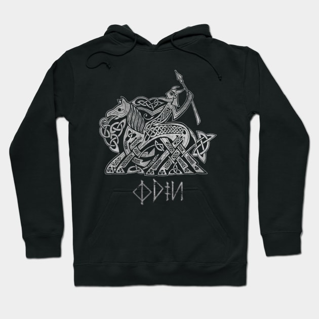 Odin Entering Valhalla on Sleipnir (Gray) Hoodie by celtichammerclub